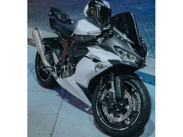 Carenados Moto Kawasaki ZX6R 2019-2022 - Blanco Negro FibraCarbono