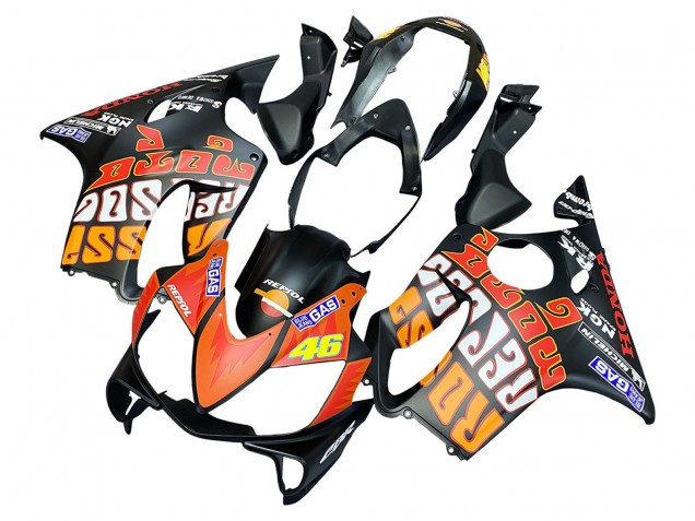 Carenados Moto Honda CBR600 F4i 2004-2007 - Negro Mate Naranja Rossi