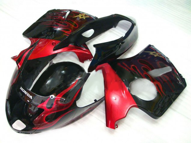 Kits Carenado Moto Honda CBR1100XX Blackbird 1996-2007 - Negro Brillante Rojo Llama