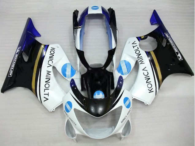 Carenados Moto Honda CBR600 F4 1999-2000 - Blanco Azul Negro Brillante Konica Minolta