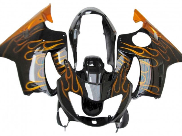 Carenados Moto Honda CBR600 F4 1999-2000 - Negro Brillante Oro Llama