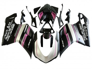 Carenados Moto Ducati 848 2007-2014 - Blanco Rosa Negro Brillante Connie