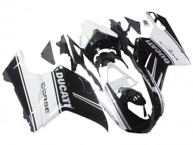 Carenados Moto Ducati 848/1098/1198 2007-2014 - Blanco Negro Brillante Corse