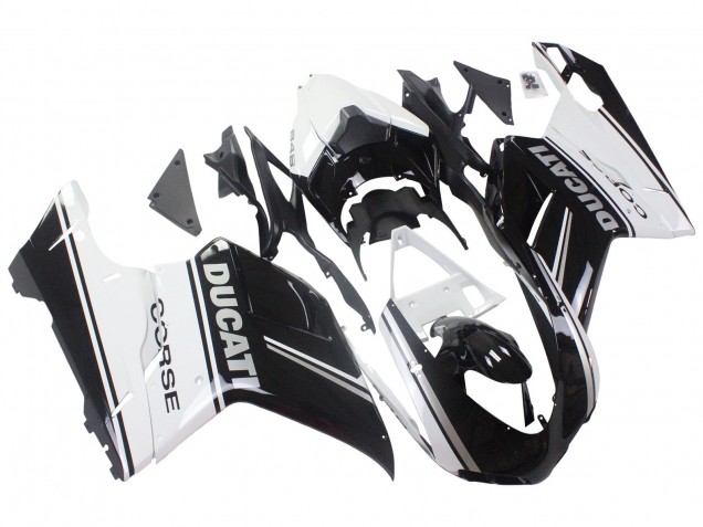 Carenados Moto Ducati 848/1098/1198 2007-2014 - Blanco Negro Brillante Corse