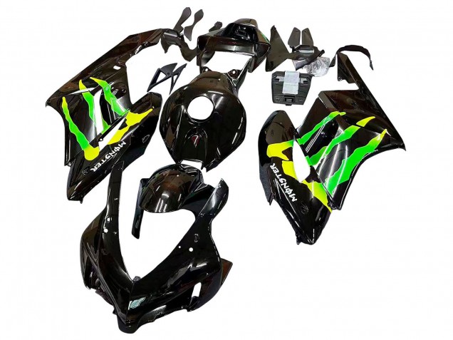 Carenados Moto Honda CBR1000RR 2004-2005 - Negro Brillante Amarillo Verde Monstruo