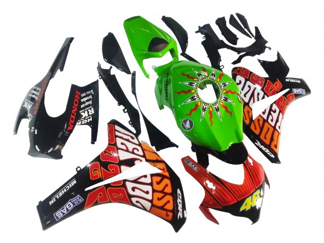 Carenados Moto Honda CBR1000RR 2008-2011 - Verde Naranja Negro Brillante Rossi Michelin 46