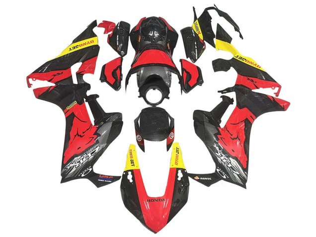 Carenados Moto Honda CBR1000RR 2017-2023 - Rojo Amarillo Negro FibraCarbono