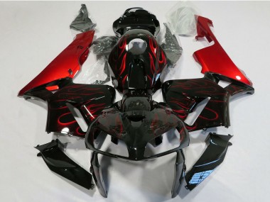 Carenado Moto Honda CBR600RR 2005-2006 - Negro Brillante Rojo Llama