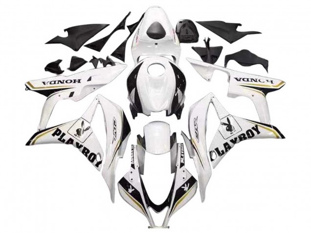 Carenado Moto Honda CBR600RR 2007-2008 - Blanco Oro Negro Brillante Playboy