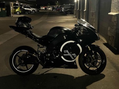 Carenados Moto Kawasaki ZX10R 2006-2007 - Negro Brillante Blanco Círculo