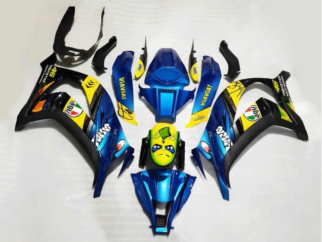 Carenados Moto Kawasaki ZX10R 2008-2010 - Azul Amarillo Negro Tiburón