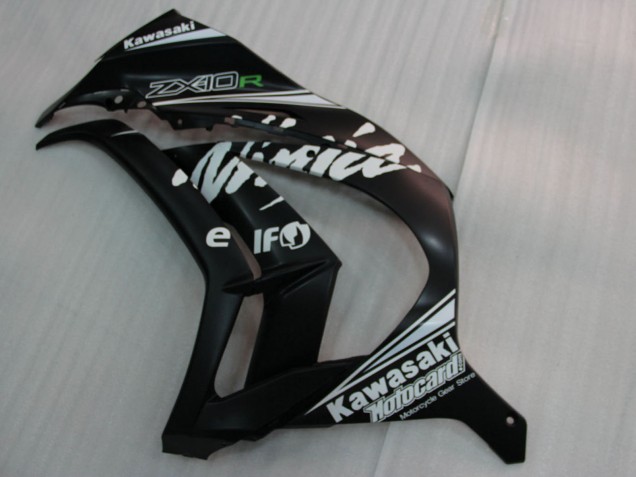 Carenados Moto Kawasaki ZX10R 2011-2015 - Negro Brillante Blanco Elf Nieve Calcomanía