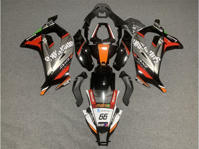 Carenados Moto Kawasaki ZX10R 2011-2015 - Blanco Naranja Negro Mahi Elf 66 Superbike