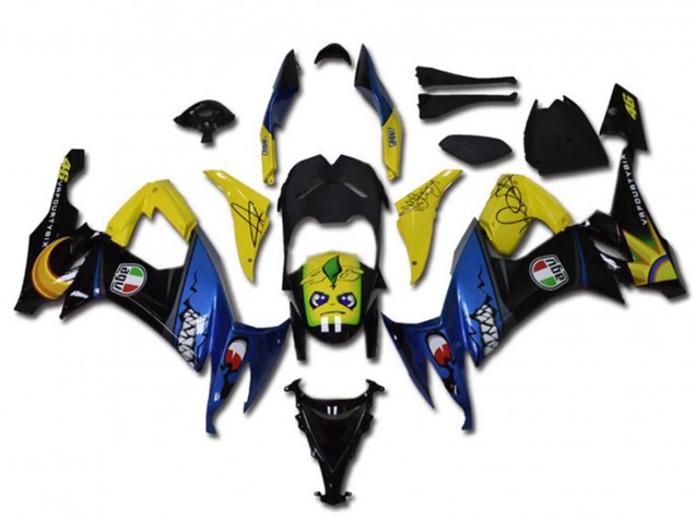 Carenados Moto Kawasaki ZX10R 2008-2010 - Amarillo Negro Azul Tiburón