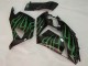 Carenado Moto Kawasaki ZX14R ZZR1400 2006-2011 - Negro Brillante Verde Llama