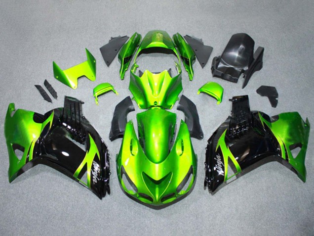 Kits Carenados Moto Kawasaki ZX14R ZZR1400 2006-2011 - Verde Negro Brillante