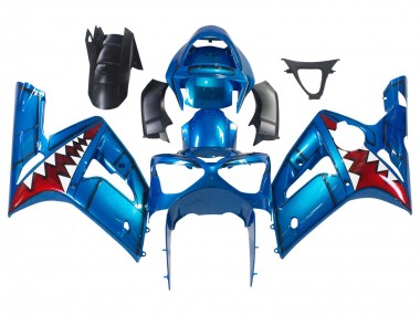 Carenados Moto Kawasaki ZX6R 2003-2004 - Azul Blanco Rojo Tiburón