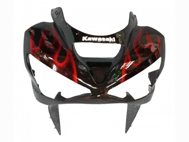 Carenados Moto Kawasaki ZX6R 2003-2004 - Negro Brillante Rojo Llama