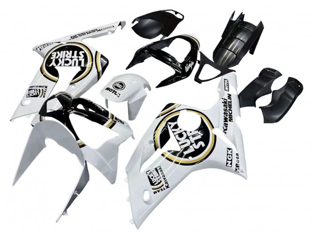 Carenados Moto Kawasaki ZX6R 2003-2004 - Blanco Negro Motul Lucky Strike