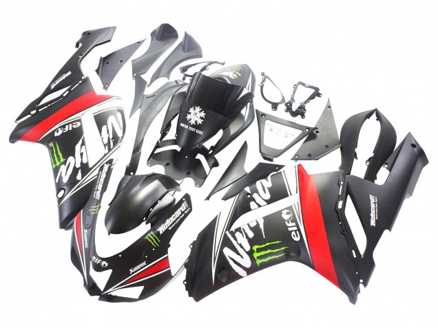 Carenados Moto Kawasaki ZX6R 2007-2008 - Negro Blanco Rojo Blanco Nieve Calcomanía Ninja Elf