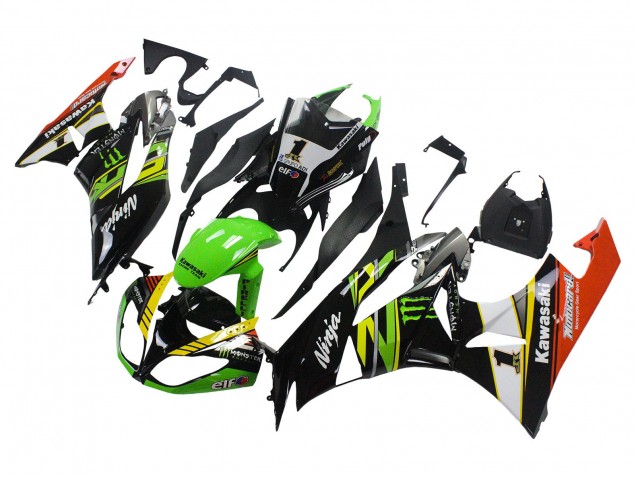 Carenados Moto Kawasaki ZX6R 2009-2012 - Verde Negro Brillante Amarillo Blanco Rojo Elf Monstruo