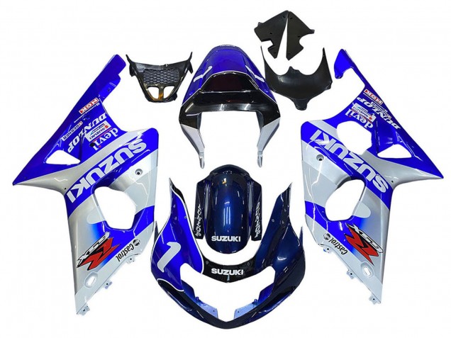 Carenados Moto Suzuki GSXR1000 2000-2002 - Azul Blanco Plata Castrol Dunlop