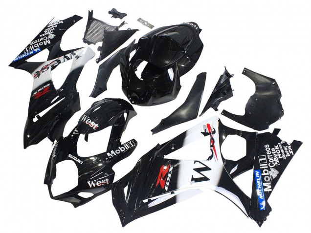 Carenados Moto Suzuki GSXR 1000 2007-2008 - Negro Brillante Blanco West