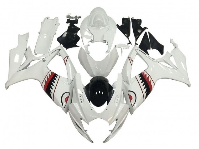 Carenados Moto Suzuki GSXR 600 / GSXR 750 2006-2007 - Blanco Rojo Negro Tiburón