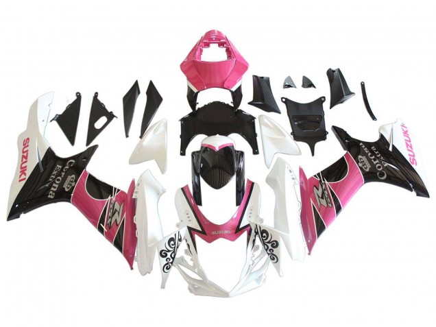 Carenados Moto Suzuki GSXR 600 / GSXR 750 2011-2024 - Blanco Rosa Negro Corona