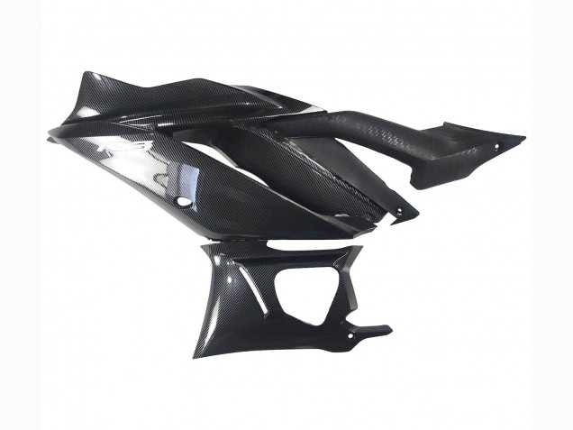Carenados Moto Yamaha YZF R3/R25 2022-2024 - Negro FibraCarbono Estilo Plata Azul