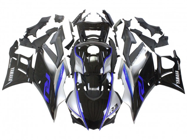 Carenados Moto Yamaha YZF R3/R25 2022-2024 - Plata Azul Negro Brillante