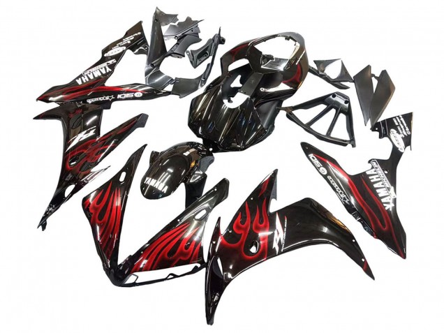Carenados Moto Yamaha YZF 1000 R1 2004-2006 - Negro Brillante Rojo Llama