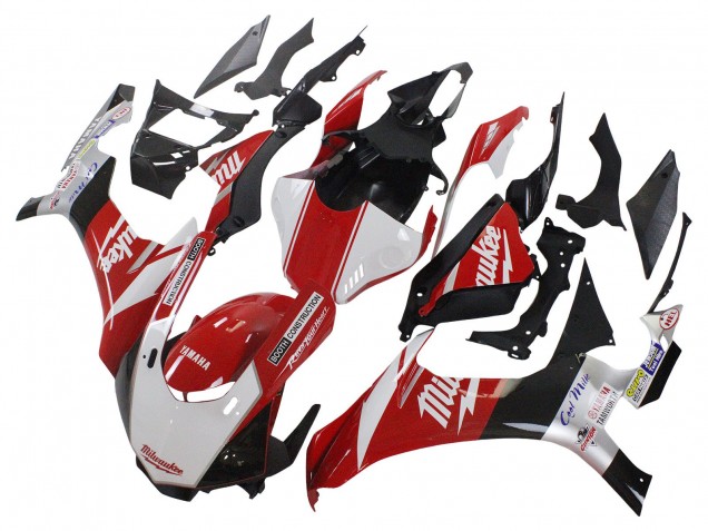 Carenado Moto Yamaha YZF 1000 R1 2015-2019 - Blanco Rojo Negro Milwaukee