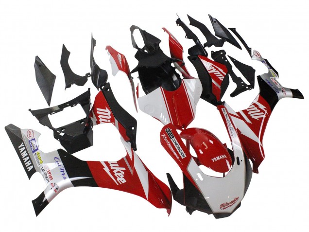 Carenado Moto Yamaha YZF 1000 R1 2015-2019 - Blanco Rojo Negro Milwaukee