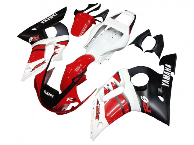 Carenados Moto Yamaha YZF 600 R6 1998-2002 - Blanco Rojo Negro Brillante