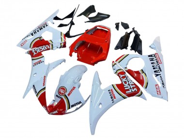 Carenados Moto Yamaha YZF R6S 2006-2009 - Blanco Rojo Lucky Strike Motul