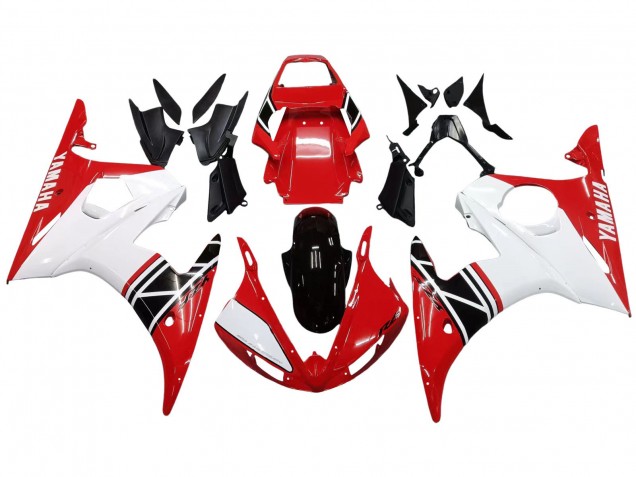 Carenado Moto Yamaha YZF R6 2003-2004 - Blanco Rojo Negro Brillante