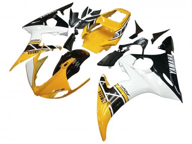 Carenados Moto Yamaha YZF R6S 2006-2009 - Amarillo Blanco Negro Brillante