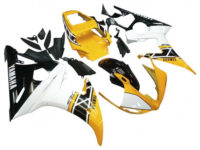 Carenados Moto Yamaha YZF R6S 2006-2009 - Amarillo Blanco Negro Brillante