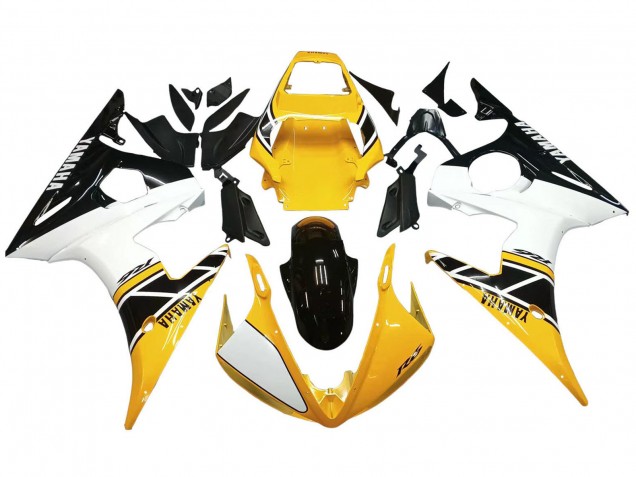 Carenados Moto Yamaha YZF R6S 2006-2009 - Amarillo Blanco Negro Brillante