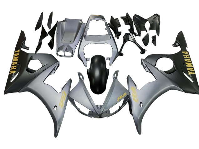 Carenados Moto Yamaha YZF R6S 2006-2009 - Gris Mate Negro Mate Oro Calcomanías
