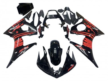 Carenado Moto Yamaha YZF R6 2003-2004 - Negro Brillante Rojo