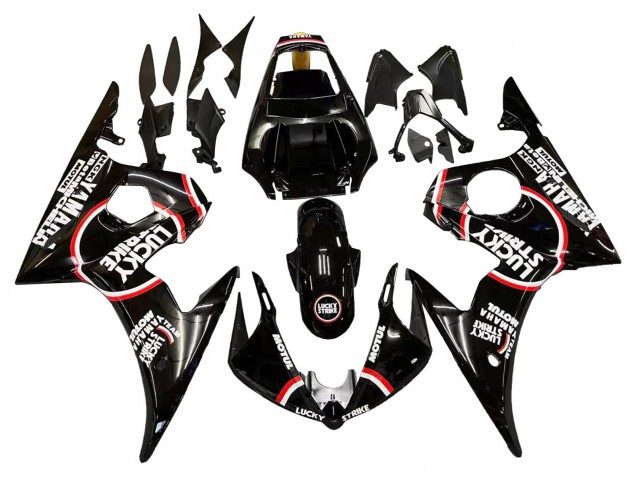 Carenados Moto Yamaha YZF R6S 2006-2009 - Negro Brillante Rojo Blanco Lucky Strike Motul