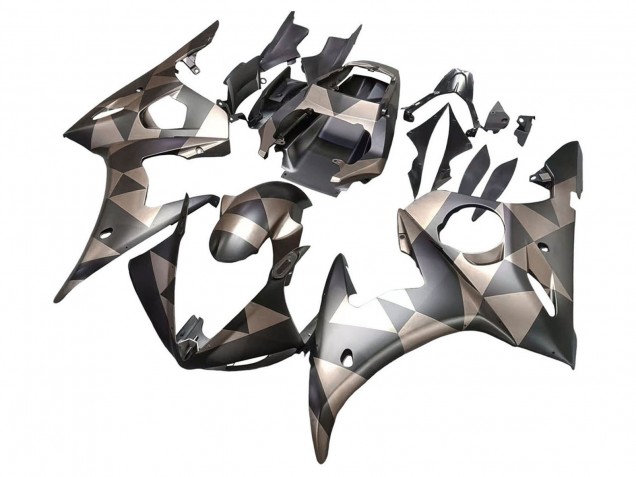 Carenados Moto Yamaha YZF R6S 2006-2009 - Gris Negro Mate Geométrico