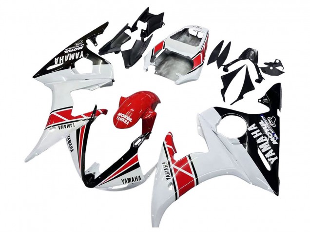 Carenados Moto Yamaha YZF R6 2003-2004 - Blanco Rojo Negro Brillante Motul