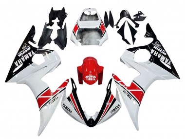 Carenados Moto Yamaha YZF R6S 2006-2009 - Blanco Rojo Negro Brillante Motul