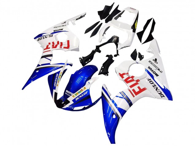 Carenados Moto Yamaha YZF 600 R6 2005 - Blanco Azul Dunlop Fiat Motul