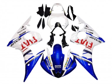 Carenados Moto Yamaha YZF 600 R6 2005 - Blanco Azul Dunlop Fiat Motul