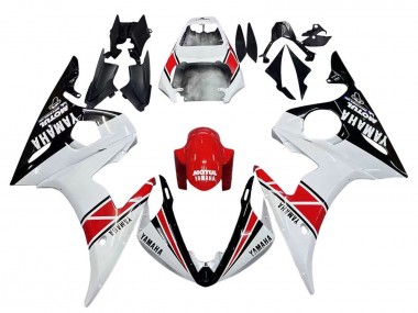 Carenados Moto Yamaha YZF 600 R6 2005 - Blanco Negro Rojo Motul
