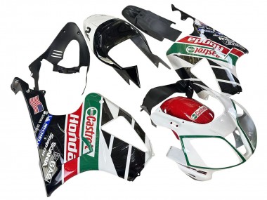 Carenados Moto Honda VTR1000 2000-2006 - Blanco Rojo Verde Negro Brillante Castrol